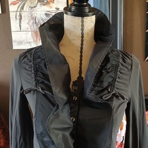 Unique ruched charcoal dress